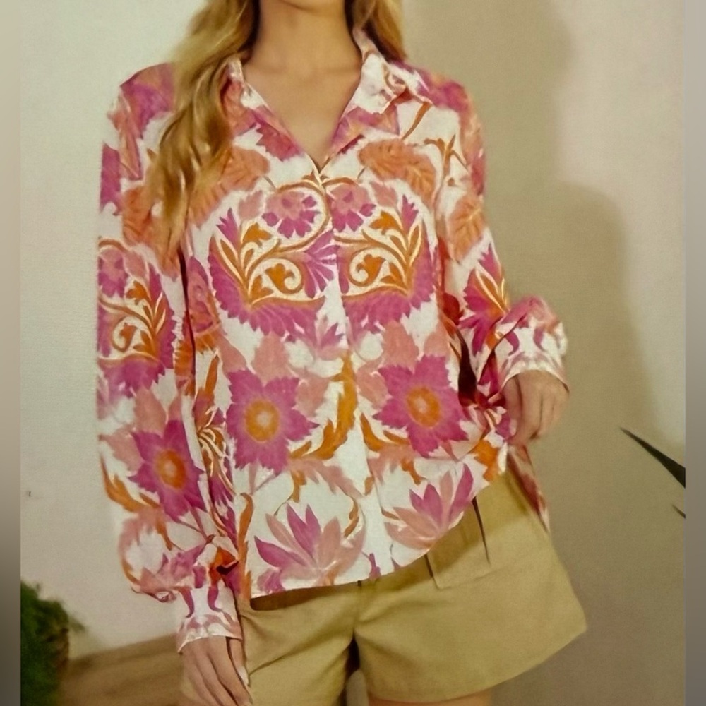 Flying Tomato Pink and Orange Floral Blouse